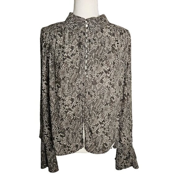 Free People Size Medium Modern Muse Snakeskin Python Detachable Tie Blouse Top - Picture 2 of 12